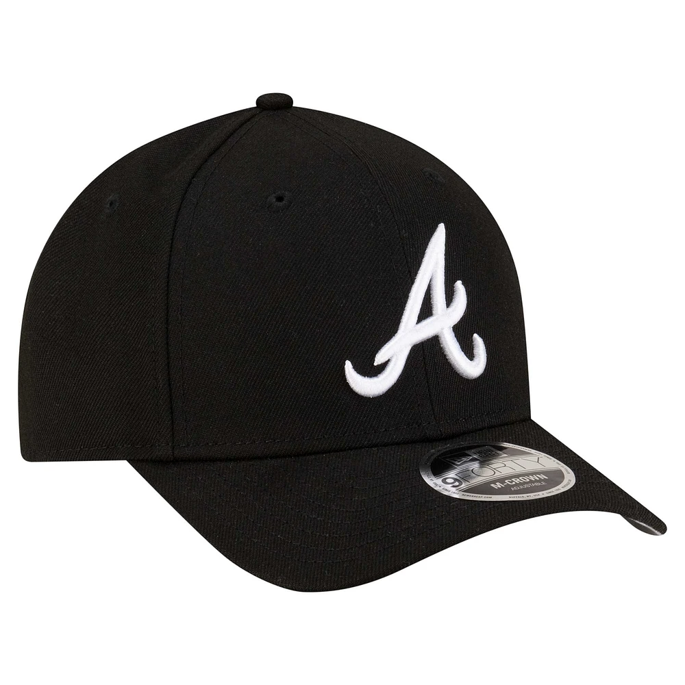 Men's New Era  Black Atlanta Braves Player Replica 9FORTY Adjustable Hat