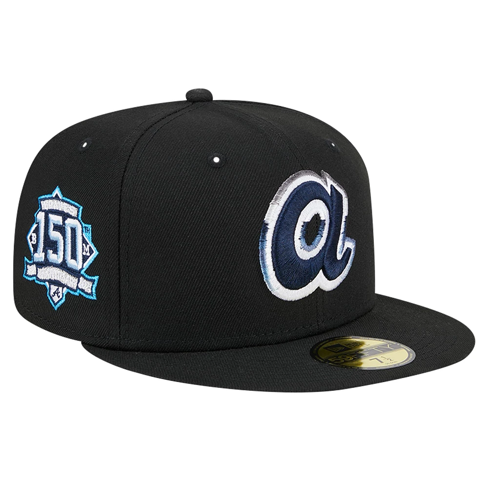 Casquette ajustée 59FIFTY Atlanta Braves Raceway New Era noire pour homme