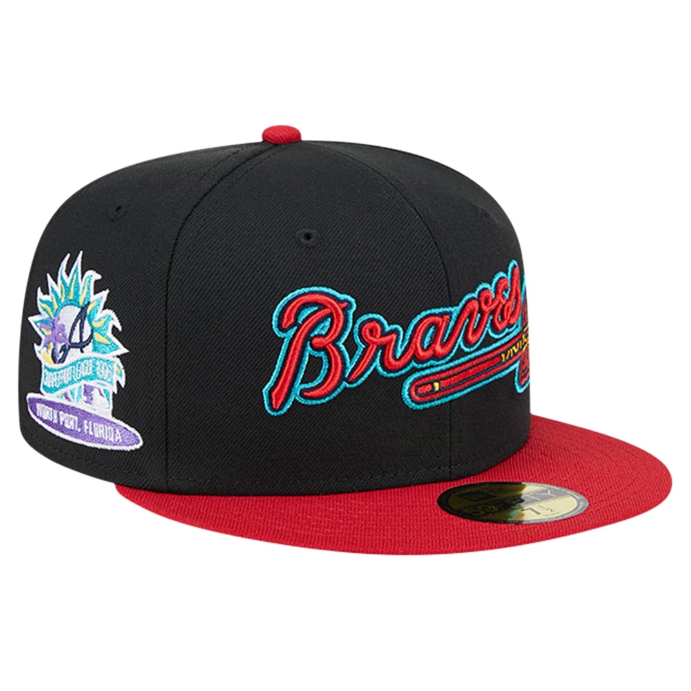 Casquette ajustée 59FIFTY rétro des Atlanta Braves New Era pour hommes, noire