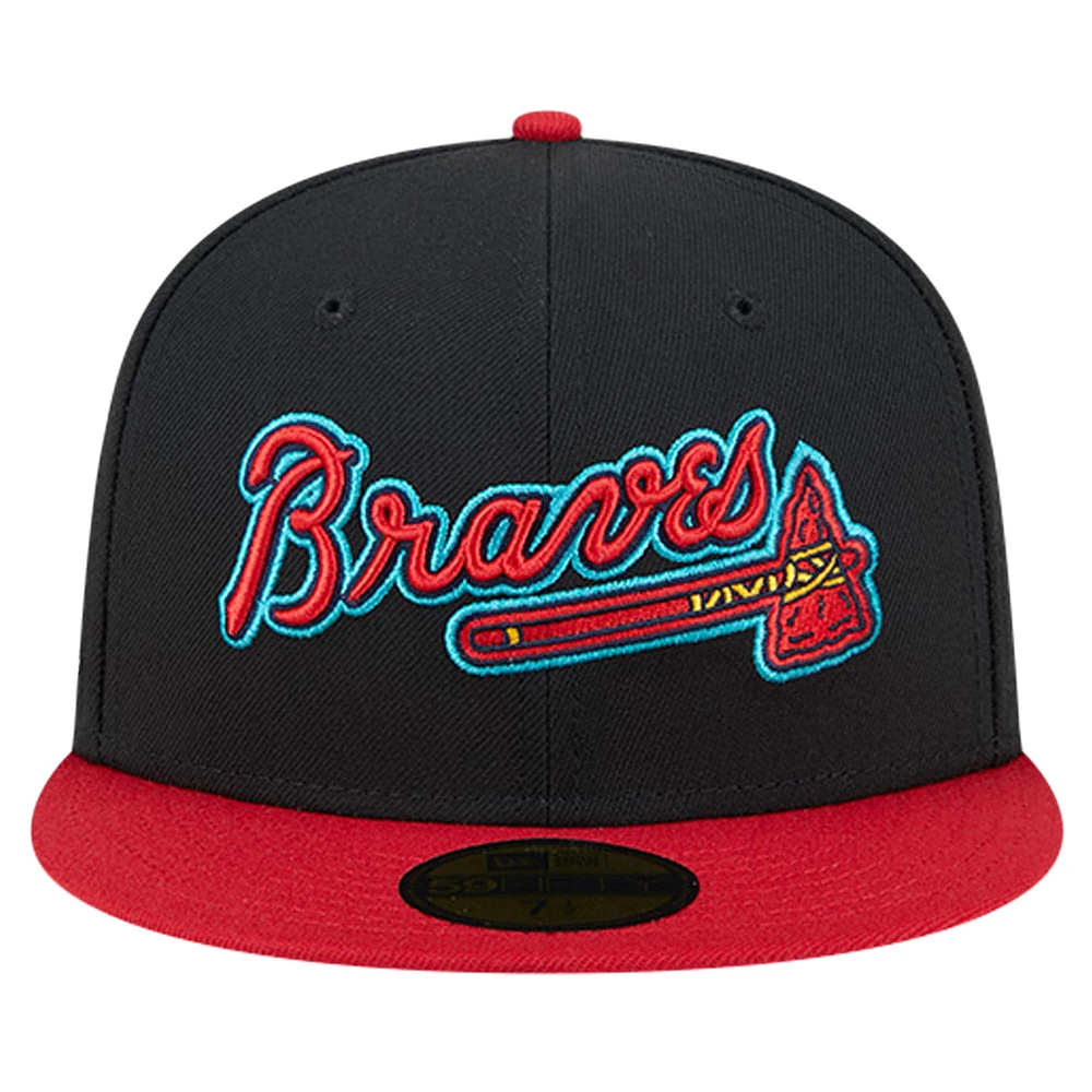 Casquette ajustée 59FIFTY rétro des Atlanta Braves New Era pour hommes, noire