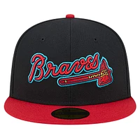 Men's New Era Black Atlanta Braves  Retro Spring Training 59FIFTY Fitted Hat