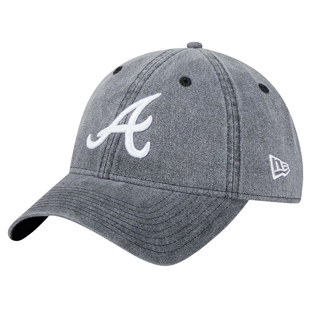 Casquette ajustable noire New Era Rugged Team 9TWENTY des Atlanta Braves pour homme