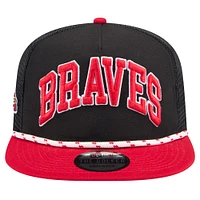 Casquette de golfeur noire Atlanta Braves Throwback Meshback New Era pour hommes