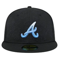 Men's New Era Black Atlanta Braves Tonal Koi 59FIFTY Fitted Hat
