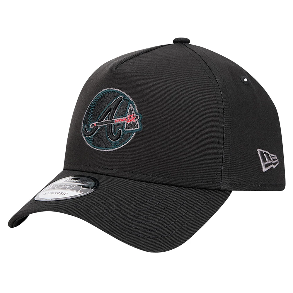 Casquette réglable ton sur ton Pop 9FORTY A-Frame Atlanta Braves New Era noire pour hommes