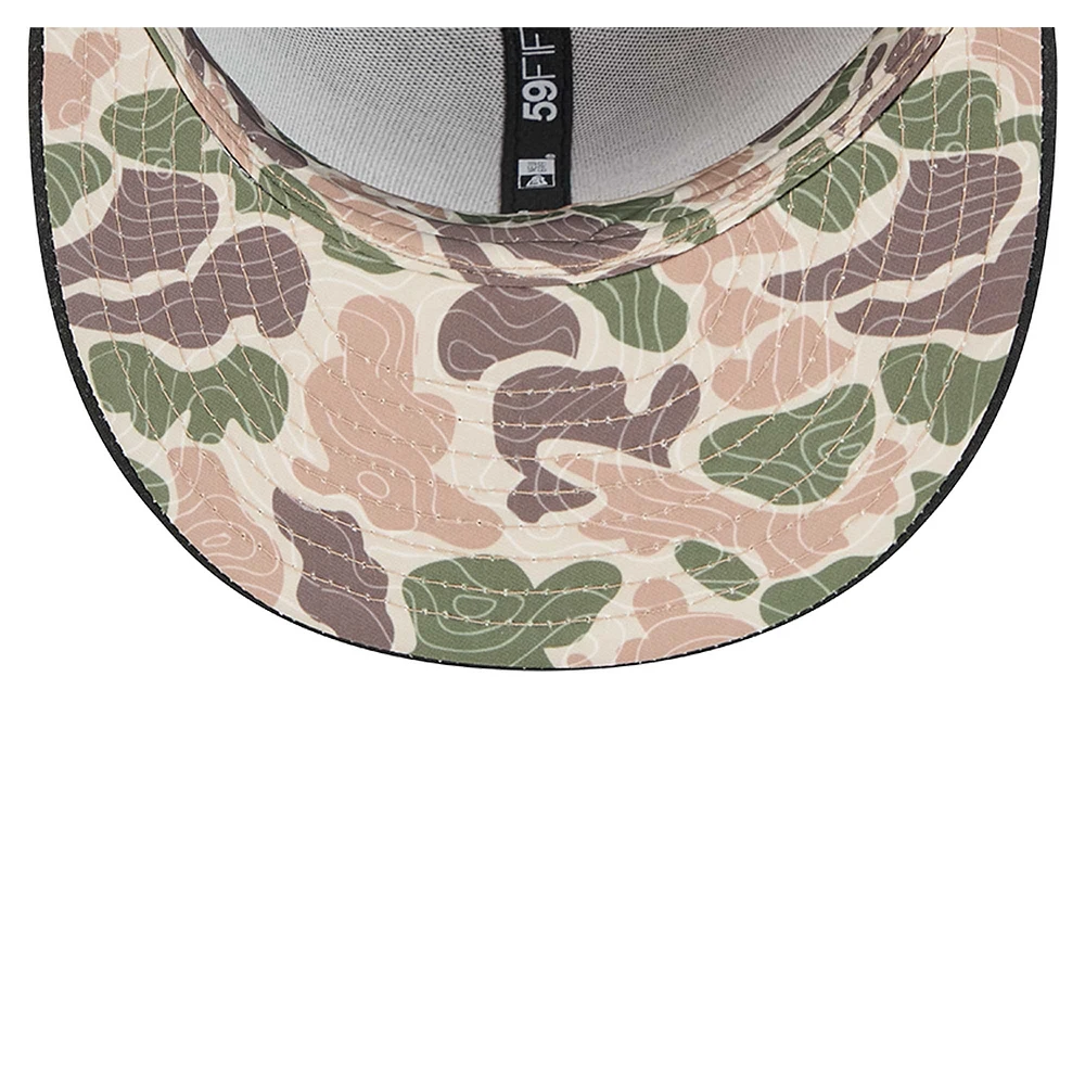 Casquette ajustée 59FIFTY noire à motif camouflage Troop Chant Atlanta Braves de New Era pour homme