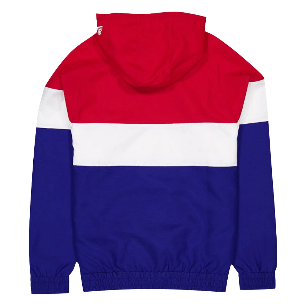 Veste coupe-vent à capuche quart de zip New Era pour hommes des Atlanta Braves Ripstop Raglan bleue