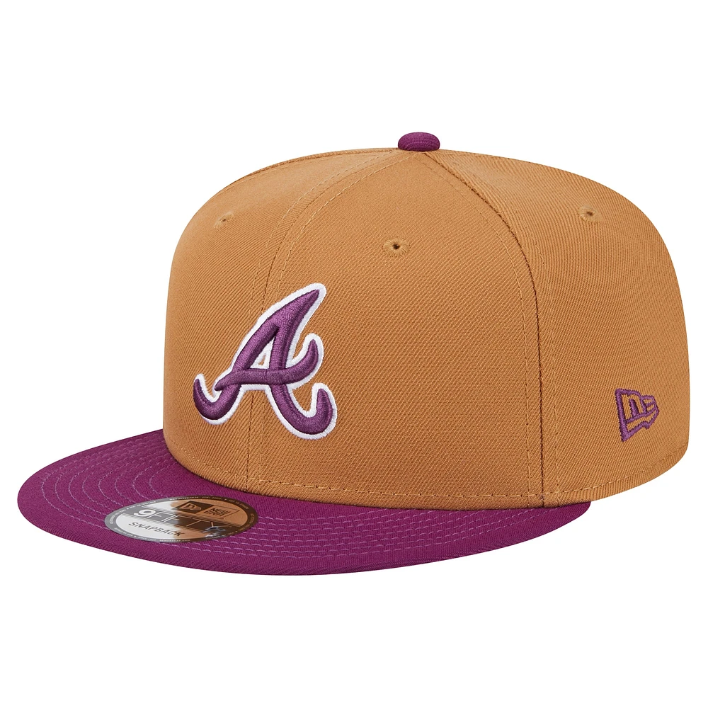 Men's New Era Brown/Purple Atlanta Braves Color Pack Two-Tone 9FIFTY Snapback Hat