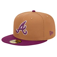 Men's New Era Brown/Purple Atlanta Braves Two-Tone Color Pack 59FIFTY Fitted Hat