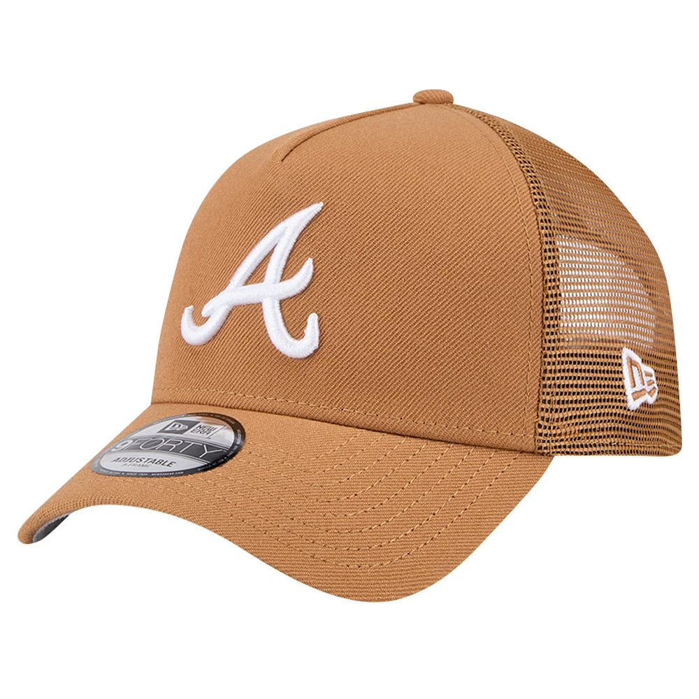 Casquette ajustable 9FORTY Trucker A-Frame Atlanta Braves New Era marron pour hommes