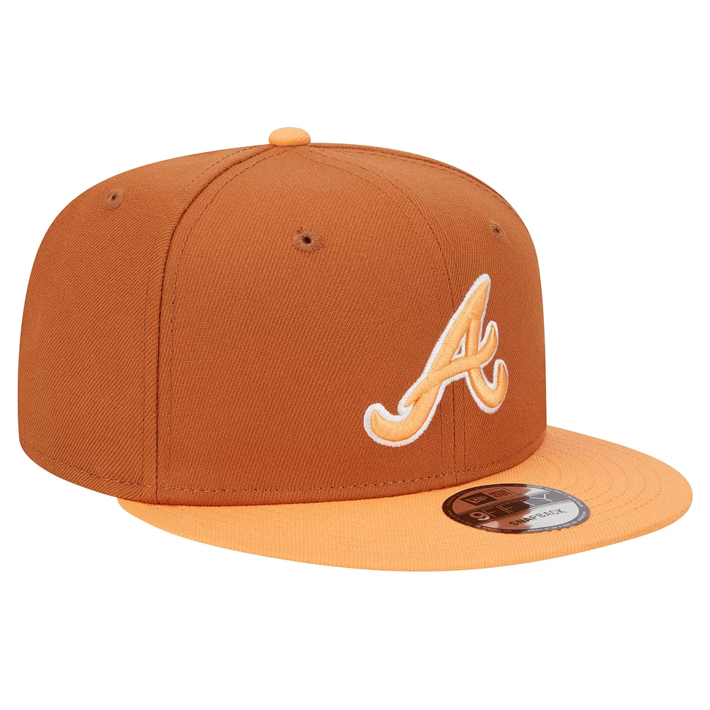 Men's New Era Brown Atlanta Braves Spring Color Two-Tone 9FIFTY Snapback Hat