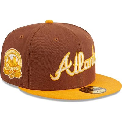 Casquette ajustée 59FIFTY New Era des Atlanta Braves Tiramisu marron pour hommes