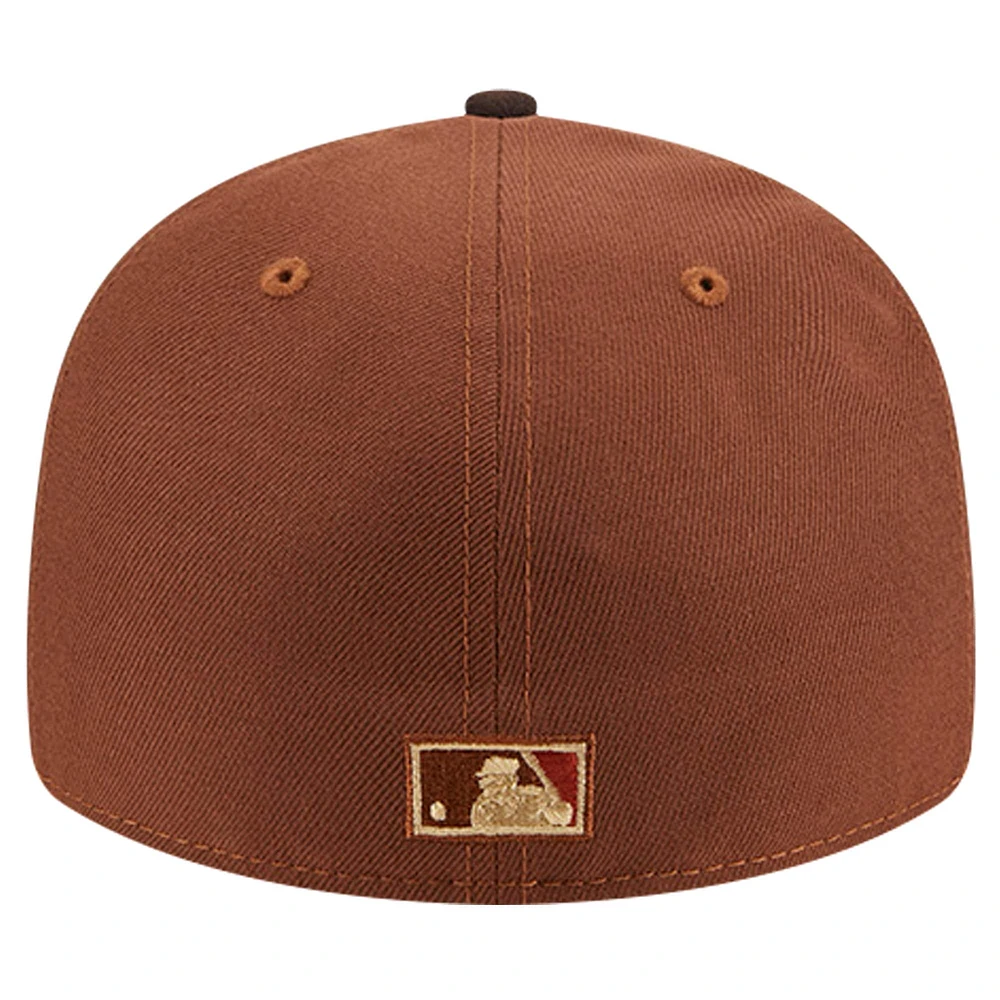 Casquette ajustée 59FIFTY marron avec logo en velours des Atlanta Braves New Era pour hommes