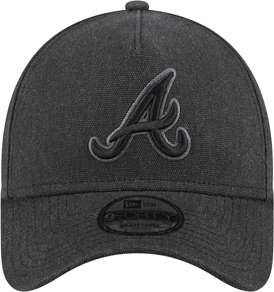 Men's New Era Charcoal Atlanta Braves Logo Essentials 9FORTY A-Frame Adjustable Hat