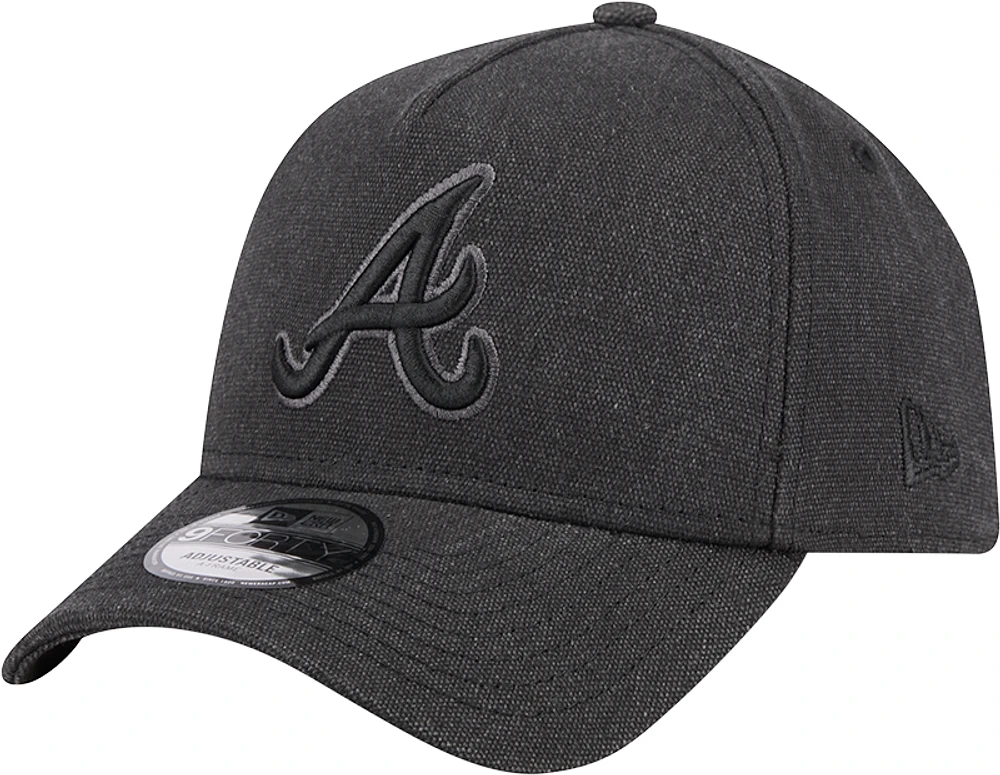 Men's New Era Charcoal Atlanta Braves Logo Essentials 9FORTY A-Frame Adjustable Hat