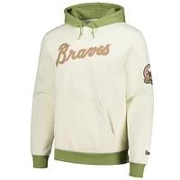 Men's New Era Cream/Green Atlanta Braves Color Pop Pullover Hoodie