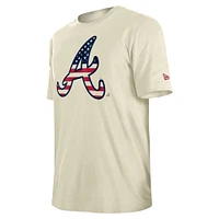 Men's New Era Cream Atlanta Braves Americana Flag Fill T-Shirt