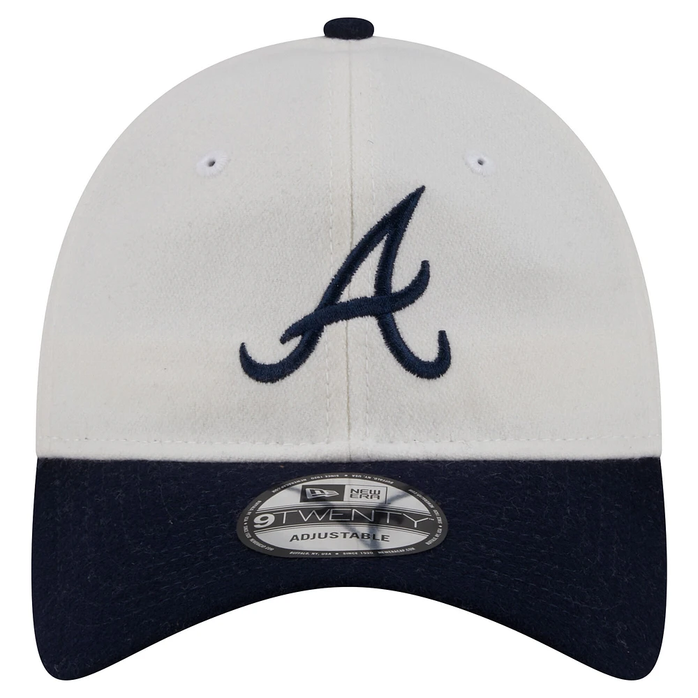 Men's New Era Cream Atlanta Braves Leather Strap 9TWENTY Adjustable Hat