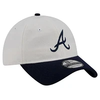 Men's New Era Cream Atlanta Braves Leather Strap 9TWENTY Adjustable Hat