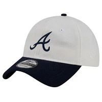 Men's New Era Cream Atlanta Braves Leather Strap 9TWENTY Adjustable Hat