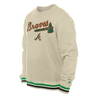 Men's New Era  Cream Atlanta Braves St. Patrick's Day Twill Pullover Sweatshirt
