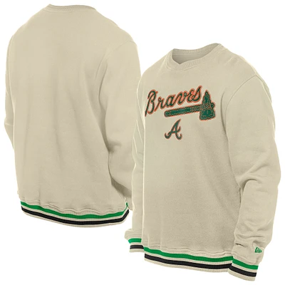 Men's New Era  Cream Atlanta Braves St. Patrick's Day Twill Pullover Sweatshirt