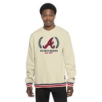 Men's New Era Cream Atlanta Braves Throwback Pullover Sweatshirt