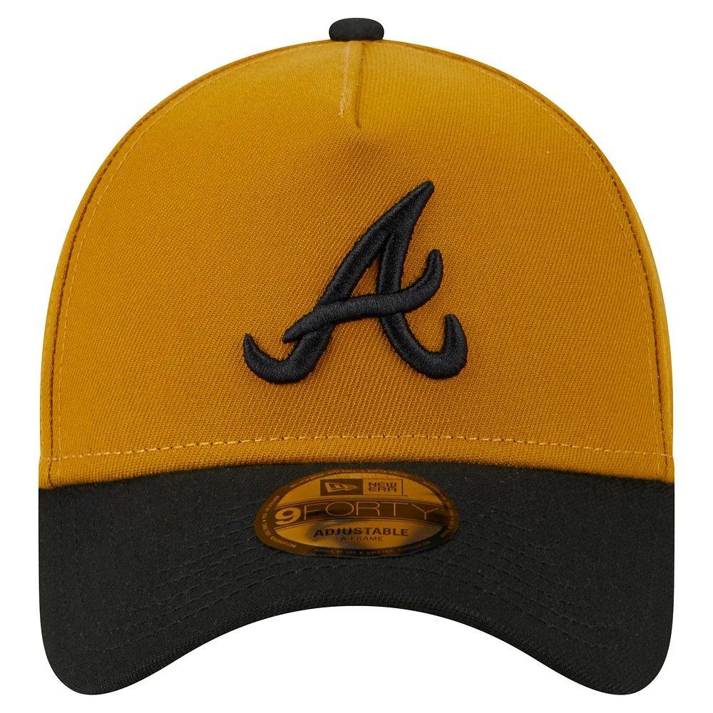 Men's New Era Gold/Black Atlanta Braves Rustic A-Frame 9FORTY Adjustable Hat