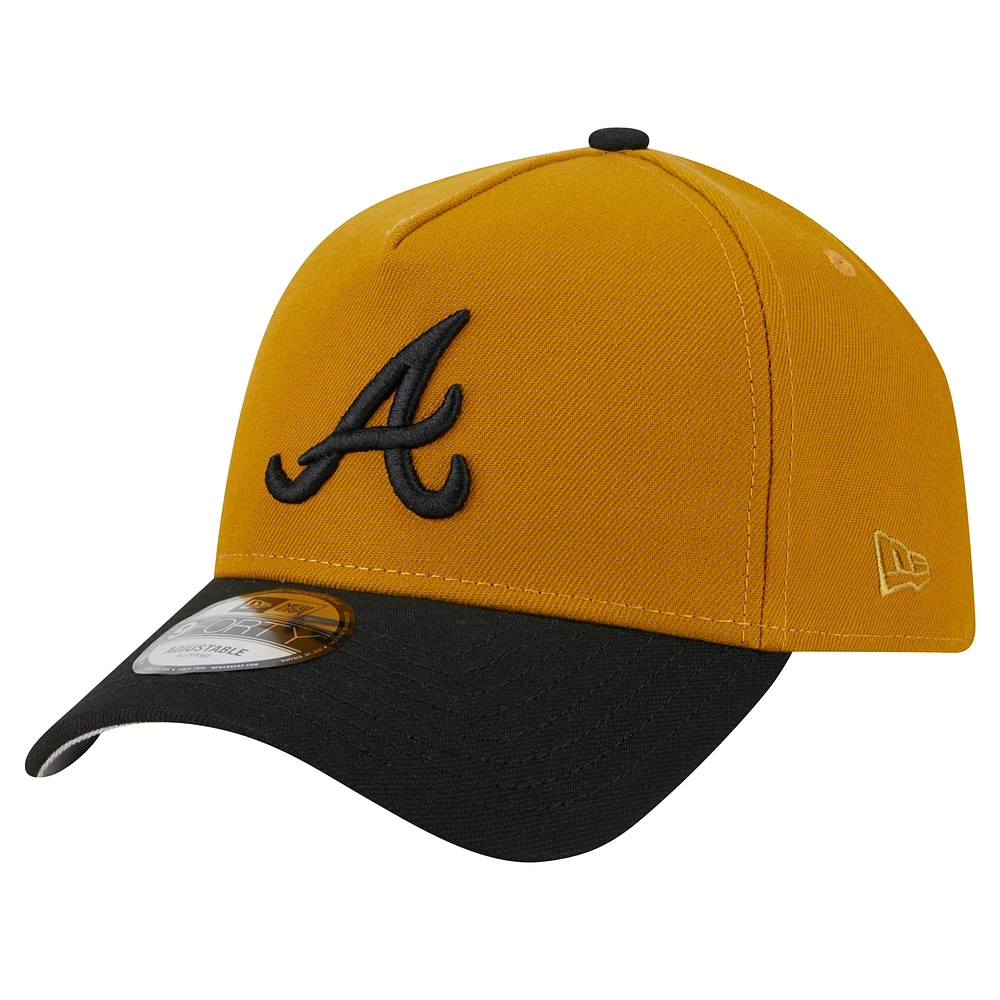 Men's New Era Gold/Black Atlanta Braves Rustic A-Frame 9FORTY Adjustable Hat