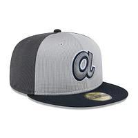 Men's New Era Gray/Navy Atlanta Braves 2025 Batting Practice 59FIFTY Fitted Hat