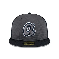 Men's New Era  Gray/Navy Atlanta Braves 2025 Batting Practice 59FIFTY Fitted Hat