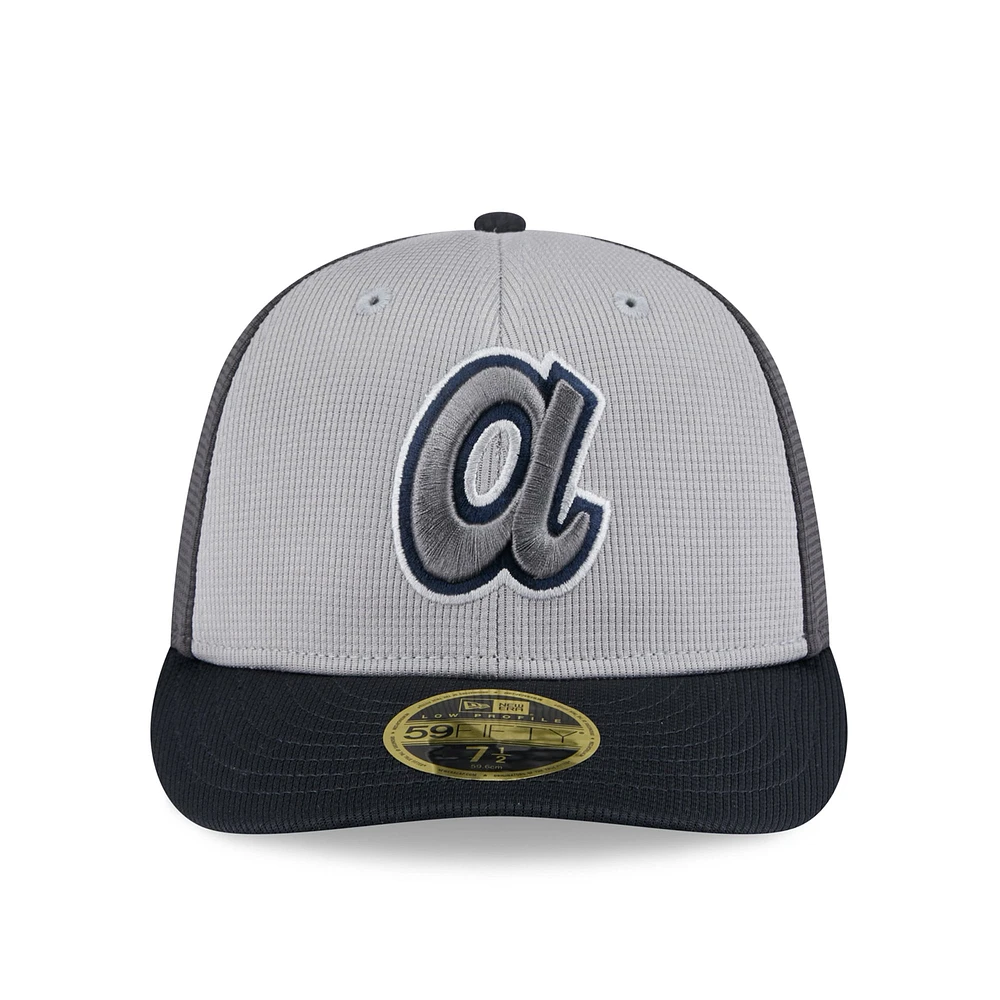 Men's New Era  Gray/Navy Atlanta Braves 2025 Batting Practice Low Profile 59FIFTY Fitted Hat
