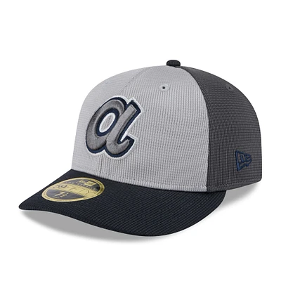 Men's New Era  Gray/Navy Atlanta Braves 2025 Batting Practice Low Profile 59FIFTY Fitted Hat