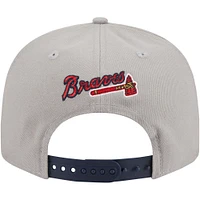 Men's New Era Gray/Navy Atlanta Braves Chenille Band 9FIFTY Snapback Hat