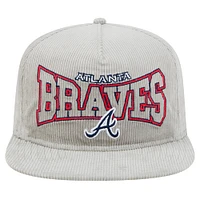 Casquette de golf à pression en velours côtelé Atlanta Braves grise New Era pour homme