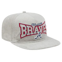 Casquette de golf à pression en velours côtelé Atlanta Braves grise New Era pour homme