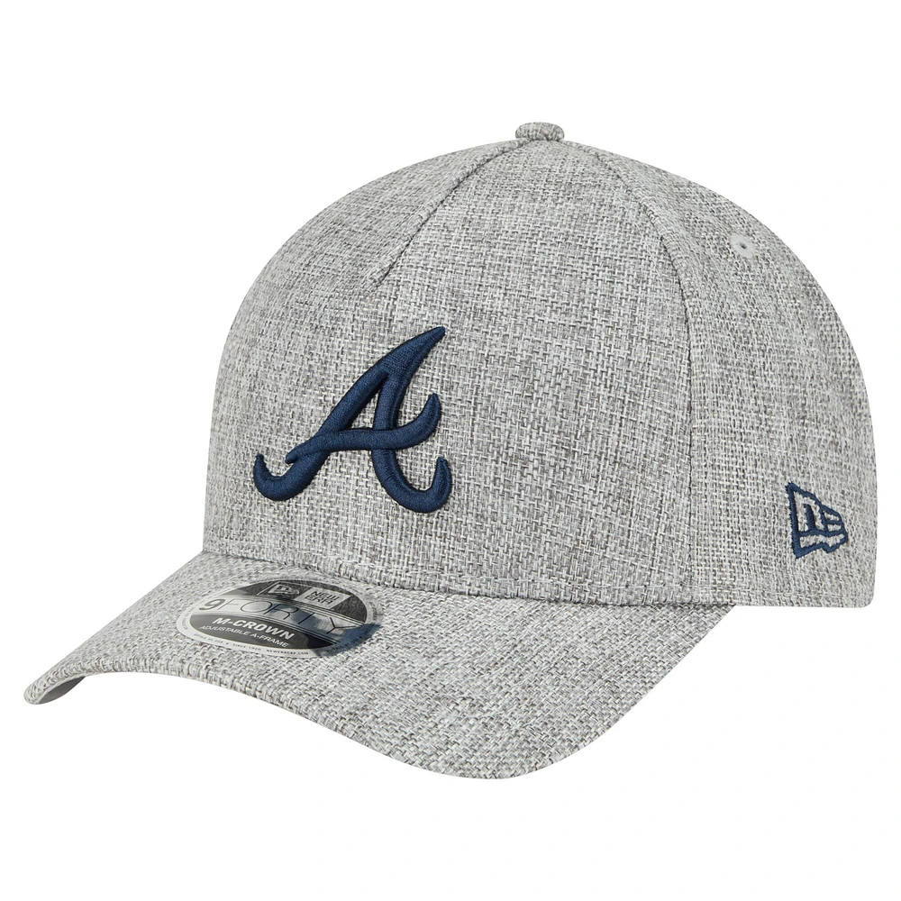 Casquette ajustable New Era grise en coton tissé M-Crown A-Frame 9FORTY pour homme des Braves d'Atlanta