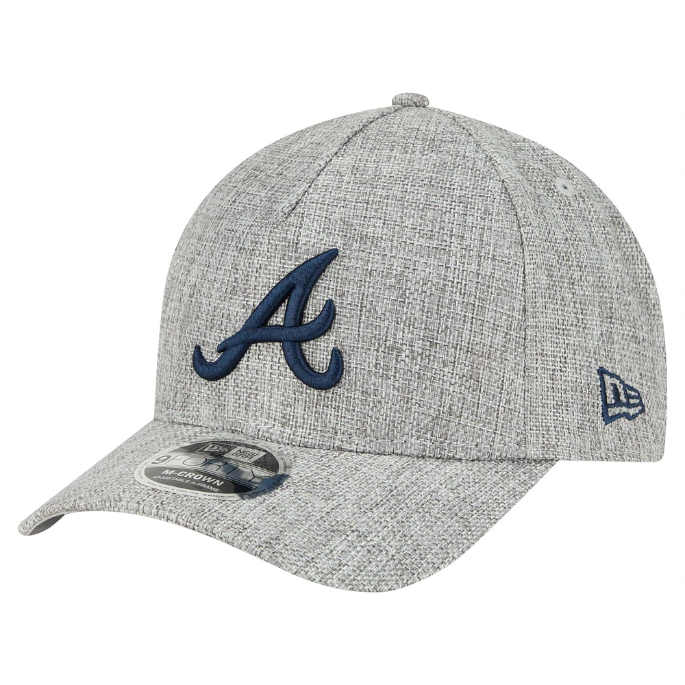 Casquette ajustable New Era grise en coton tissé M-Crown A-Frame 9FORTY pour homme des Braves d'Atlanta