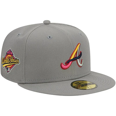 Casquette ajustée 59FIFTY gris New Era Atlanta Braves pour homme