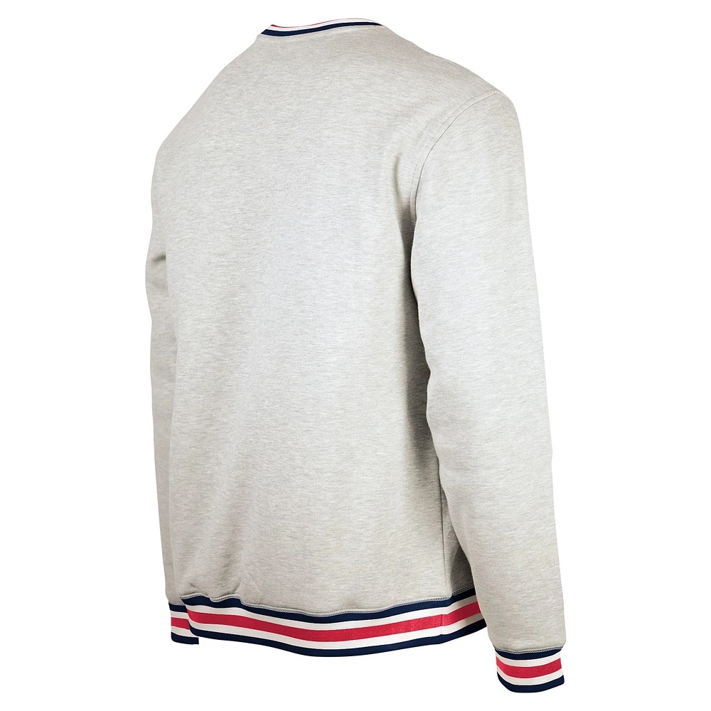 Men's New Era Heather Gray Atlanta Braves Throwback Classic Pullover Sweatshirt