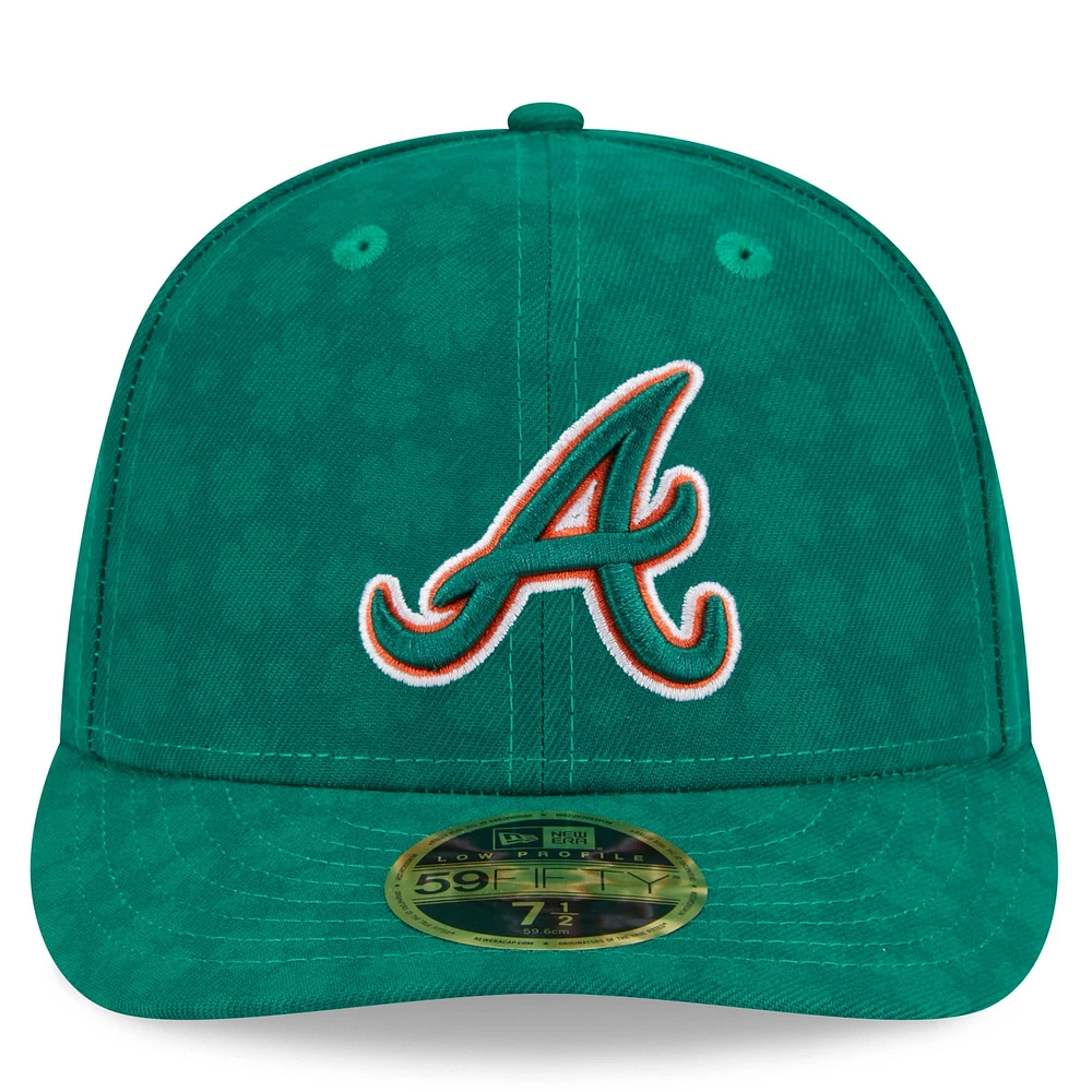 Casquette ajustée 59FIFTY à profil bas pour homme Atlanta Braves de New Era, vert Kelly, la Saint-Patrick
