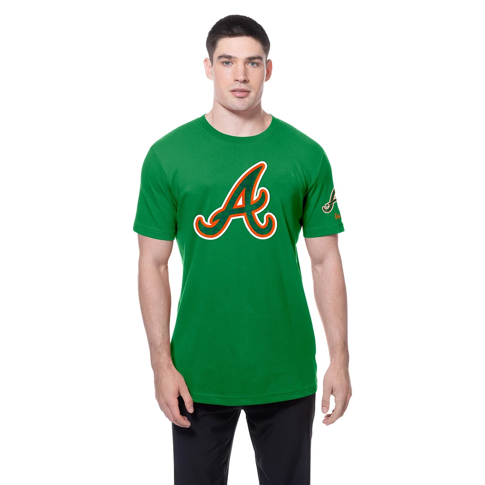 Men's New Era  Kelly Green Atlanta Braves St. Patrick's Day Shamrock Fill T-Shirt