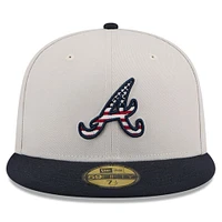 Men's New Era  Khaki/Black Atlanta Braves 2024 Fourth of July 59FIFTY Fitted Hat