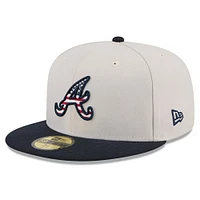 Men's New Era  Khaki/Black Atlanta Braves 2024 Fourth of July 59FIFTY Fitted Hat