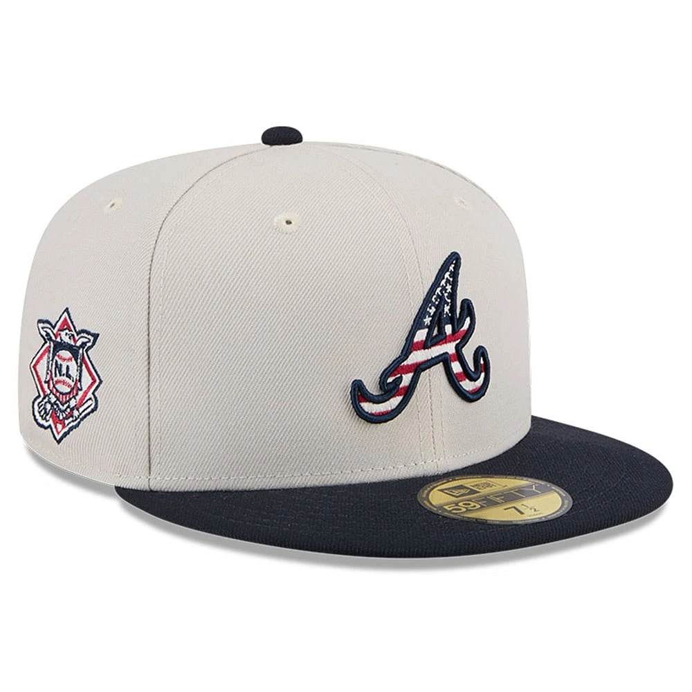 Men's New Era  Khaki/Black Atlanta Braves 2024 Fourth of July 59FIFTY Fitted Hat