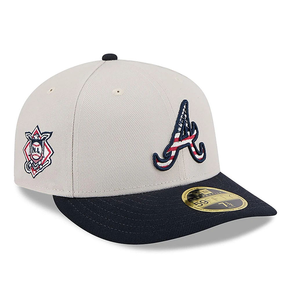 Casquette ajustée 59FIFTY Low Profile des Atlanta Braves 2024 New Era pour hommes, kaki/noir