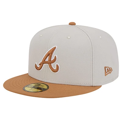 Casquette ajustée 59FIFTY New Era pour hommes, kaki/marron, Atlanta Braves, pack de couleurs bicolores