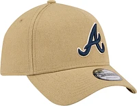 Men's New Era Khaki Atlanta Braves Logo Essentials 9FORTY A-Frame Adjustable Hat