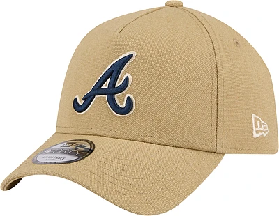 Men's New Era Khaki Atlanta Braves Logo Essentials 9FORTY A-Frame Adjustable Hat