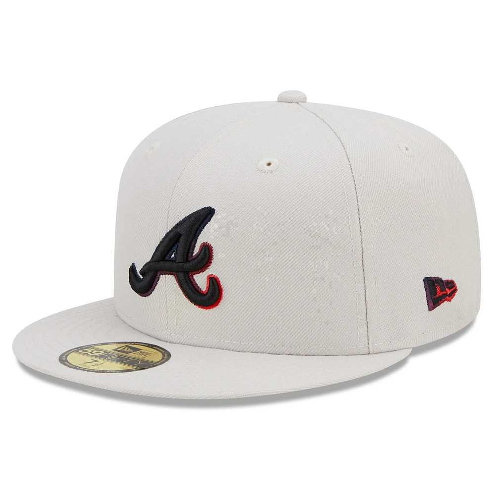 Lids Atlanta Braves New Era Stone Dim Undervisor 59FIFTY Fitted Hat - Khaki